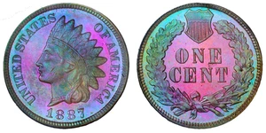 1887 Indian Head cent NGC certified PR64 RB Toned - Picture 1 of 4