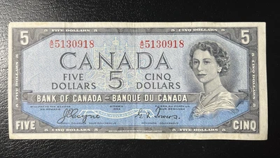 $5 CDN 1954 Banknote 1954 DEVIL FACE EF Coyne-Towers #A/C5130918 VERIFIED VALUE - Image 1 of 4
