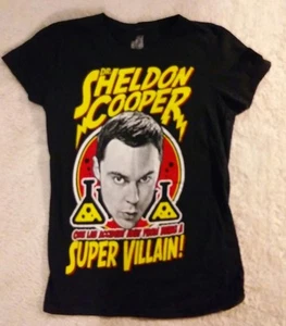 Maglietta Big Bang Theory Sheldon Super Villain Funny Nera Taglia Adulto Media Usata - Foto 1 di 4