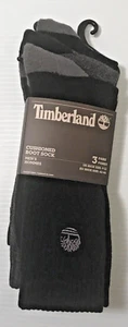 TIMBERLAND Men's Socks 3 Pack CUSHIONED Boot Sock Black Grey Size Lg 9-12 NEW - Picture 1 of 15