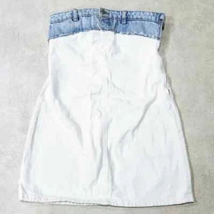 ZARA OFF-SHOULDER STRAPLESS DENIM MINI DRESS WHITE Size Small - Picture 1 of 8