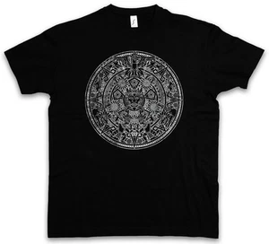AZTEC MANDALA T-SHIRT Azteken Indians American Mayans Maya Sign Calendar Mexico - Picture 1 of 2