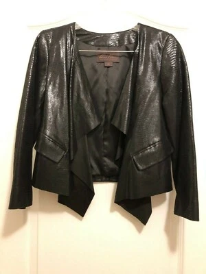 Colecciones Anne Klein, Chaqueta de Cuero Suave para Mujer, Piel de Serpiente, Negra Talla XS Foto 1 de 4