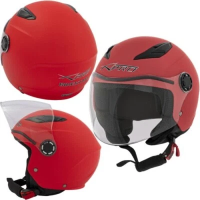 APRO Casco Scooter Moto Ragazzo Bambino Protettivo ECE06 ROSSO opaco tg S 48cm