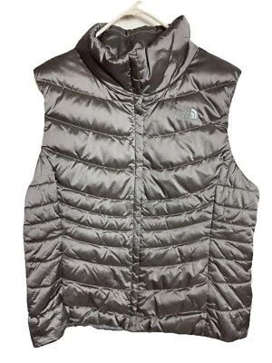 The North Face 550 DOWN Puffer Vest Womens XL Silver Full Zip Quilted ACONCAGUA - Image 1 of 4