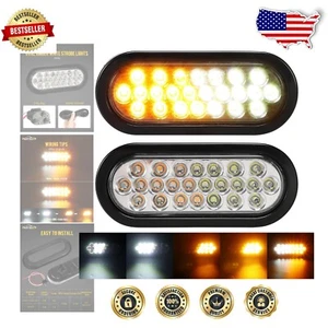 High-Intensity 24 LED Oval Strobe Lights - Amber/White with Quad Flash Patterns - Picture 1 of 9