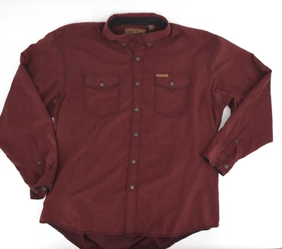 Camisa North River Para Hombre Extra Grande Granate Gamuza Abotonada Manga Larga Exterior Foto 1 de 4