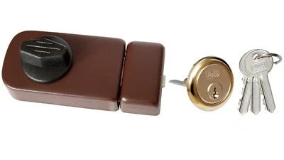 Kastenschloß 50/60 Zusatzschloß Türzusatzschloß Zylinder Gleichschliessend Braun - Bild 1 von 2