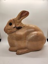 Vintage Signed LEO KOPPY Hand Carved Wood Rabbit Sculpture Decoy 10"x9"x6"