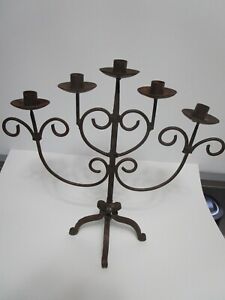 Rustic Forged Wrought Iron Mexico 5 Taper Candle Holder Candelabra Centerpiece