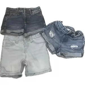 Lot of 3 Girls Size 5 Denim Shorts Jumping Beans Dear Juniper Adjustible Waist - Picture 1 of 6