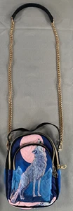 Feifeiyu Wolf Backpack Mini Crossbody Bag Moon Howling Quilted Gold Chain Strap - Picture 1 of 6