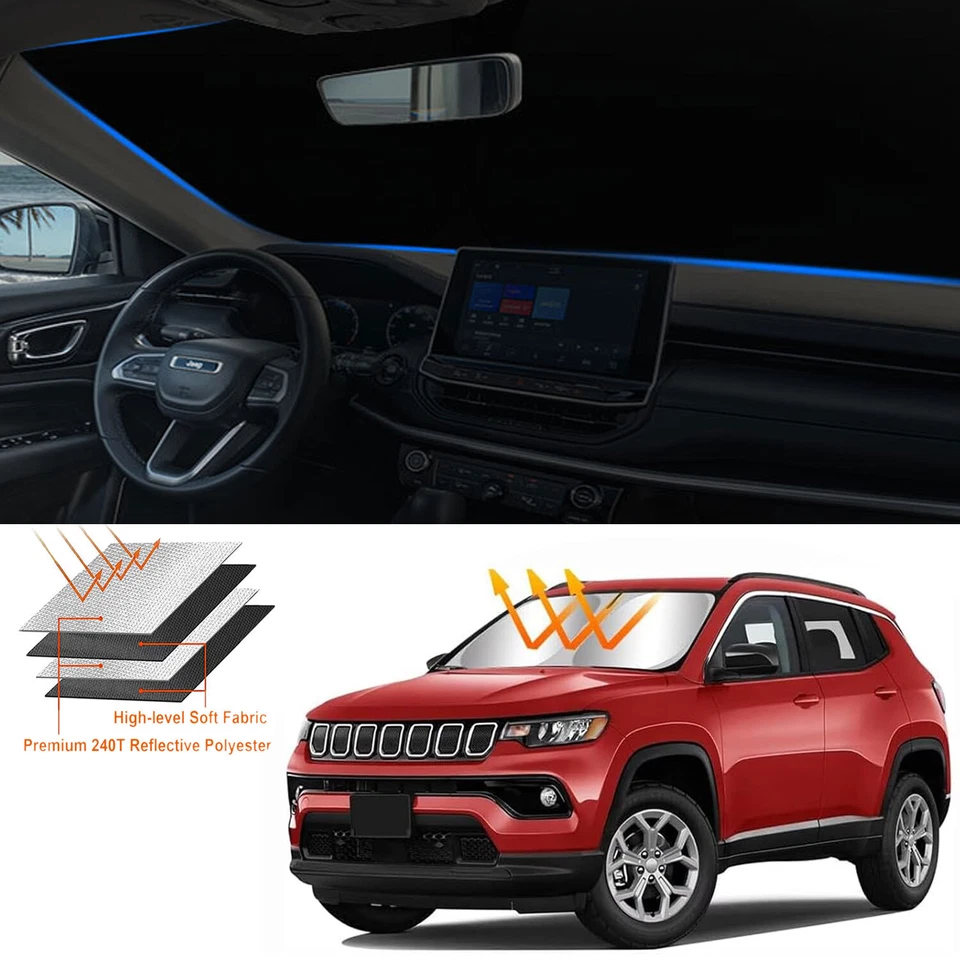 Fit For Jeep Compass Accessories 2017-2024 2025 Car Windshield Sunshade UV Block - Image 1 of 4