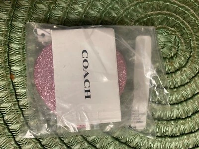 COACH 闪耀心形紧凑型镜面开花粉色银色 - CU755 💜 — 第 1/3 张图片