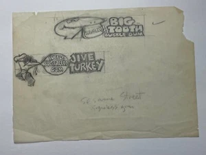 Arte lápiz concepto vintage Topps BIG DENTAL 1970 goma burbuja - Imagen 1 de 3