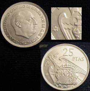 *GUTSE* FRANCO-4, 25 PESETAS 1957*59, PLUS, BRILLO ORIGINAL, SIN CIRCULAR - Picture 1 of 1