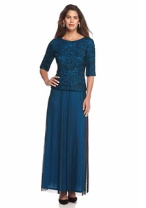 New! ALEX EVENINGS ~Size 10~ Embroidered V-Back Long Dress Gown Retail $220 - Bild 1 von 2
