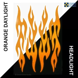 Flames Reflective Helmet Decals, 4 Orange Bike Frame Reflector Stickers #876R - Picture 1 of 7