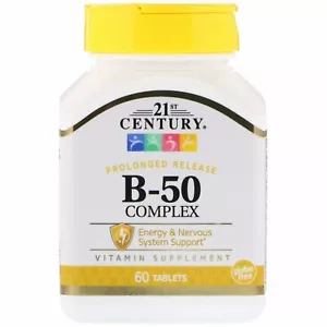 B-50 Vitamin B Complex Slow Release 60tabs | Folic Acid Thiamin Vitamin B3 - Picture 1 of 3