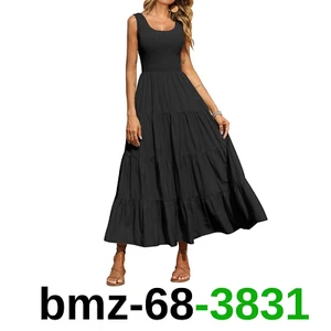 PRETTYGARDEN Women's Casual Loose Plain Maxi Sundress Smocked Tank Dress, L - Picture 1 of 4