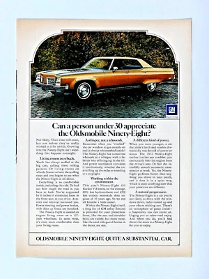 1972 Oldsmobile Ninety Eight Vintage Original Print Ad 8.5 x 11" - Image 1 of 2