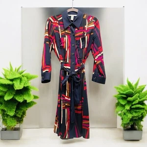 Diane Von Furstenberg 'Calzare' Geometric Print Shirt Dress silk blend  Size 10 - Picture 1 of 4