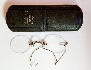 EG11 Antique 1800s Gold Filled Gold Nose Pinch Eyeglasses Solingen Germany - Picture 1 of 6