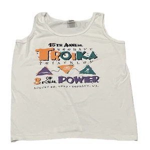 Top sin mangas vintage ""Troika"" Spokane triatalón para mujer talla mediana con etiquetas de yunque - Imagen 1 de 5