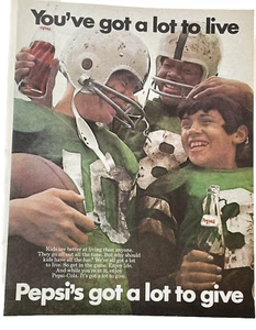 Pepsi Cola Print Ad Vintage Football Pepsi has a lot to Give Bottle Helmet - Picture 1 of 4