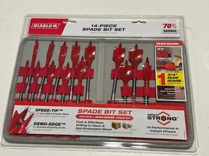 New Diablo Spade Bit Set 14 Pcs Drill Wood Burs Flat Steel Boring Speed Tip Bag - Picture 1 of 3