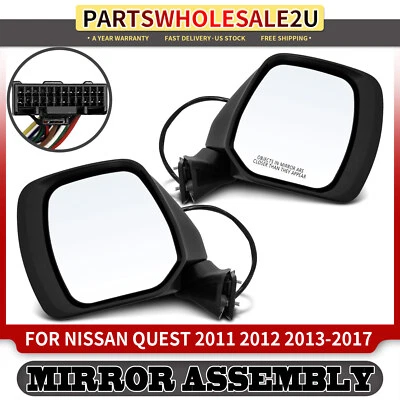2x Driver & Passenger Black Power Mirror for Nissan Quest 2011-2012 2013-2017 - Image 1 of 4