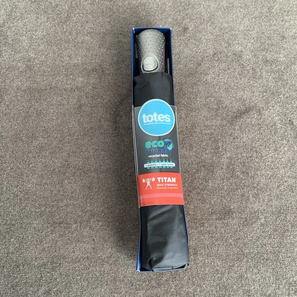 Totes Umbrella Titan 47" Coverage 70 mph Wind Guard Eco Friendly Black - Image 1 of 4