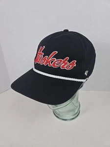 Nebraska Huskers - Sombrero marca marca Nebraska Huskers negro cuerda bordada Snapback 47 - OSFM - Imagen 1 de 9