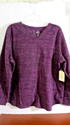 ST JOHN'S BAY~ Purple V NECK LONG SLEEVE Fleece TOP SHIRT ~Women's P XXL ~NWT - Image 1 of 3