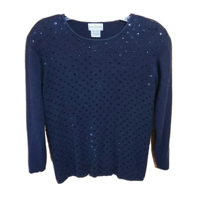 De Colección Jaclyn Smith Talla S Negro Manga Larga Seda Angora Suéter Lentejuelas Fiesta Años 80 90 Foto 1 de 4