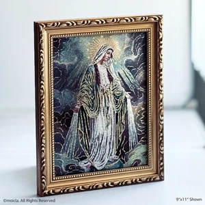 Imagen tapiz enmarcado de Nuestra Señora de Gracia 9x11 decoración de pared católica - Imagen 1 de 4