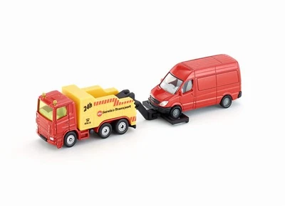 siku 1667, Breakdown Truck with Car, Metal/Plastic, Red/Yellow, Liftable and low - Immagine 1 di 4