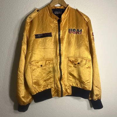 Vtg 1984 Satin Bomber Jacket USA-1 Competition LA Olympic Games Sz L Olympics - Image 1 of 4