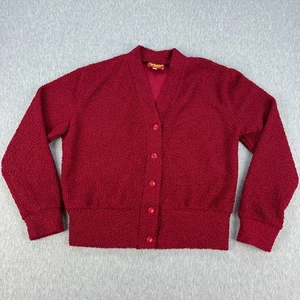 Freddies of Pinewood Boucle Cardigan Sweater Womens XL Burgundy Red 50s Retro - Picture 1 of 11
