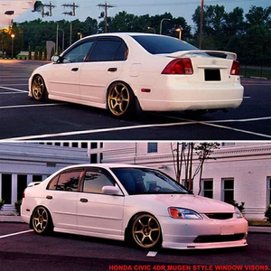 Para 01-05 Honda Civic 4 puertas sedán JDM 3D ondulado estilo Mugen ventana visera lluvia - Imagen 1 de 15
