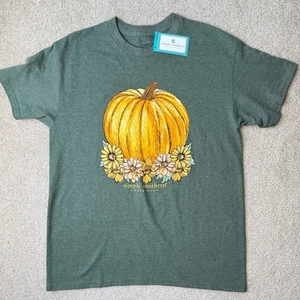 Simply Southern T-Shirt Happy Fall Pumpkin Sage Green Short Sleeves Medium NWT - Picture 1 of 7