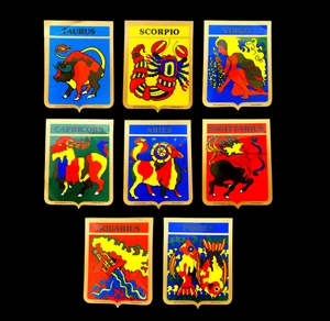 1 ASTROLOGY HOROSCOPE ZODIAC large ULTRA RARE VINTAGE !!! sticker decal 1974 !!! - Picture 1 of 11