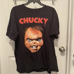 Chucky Childs Play Size Medium Black Cotton Horror Movie Graphic Tee T-Shirt XL - Picture 1 of 12