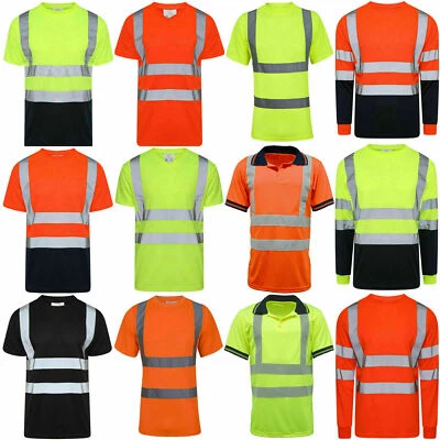 KAPTON Hi Viz Visibility T Shirts Safety Work Top High Vis Long Short Sleeves Crew Neck