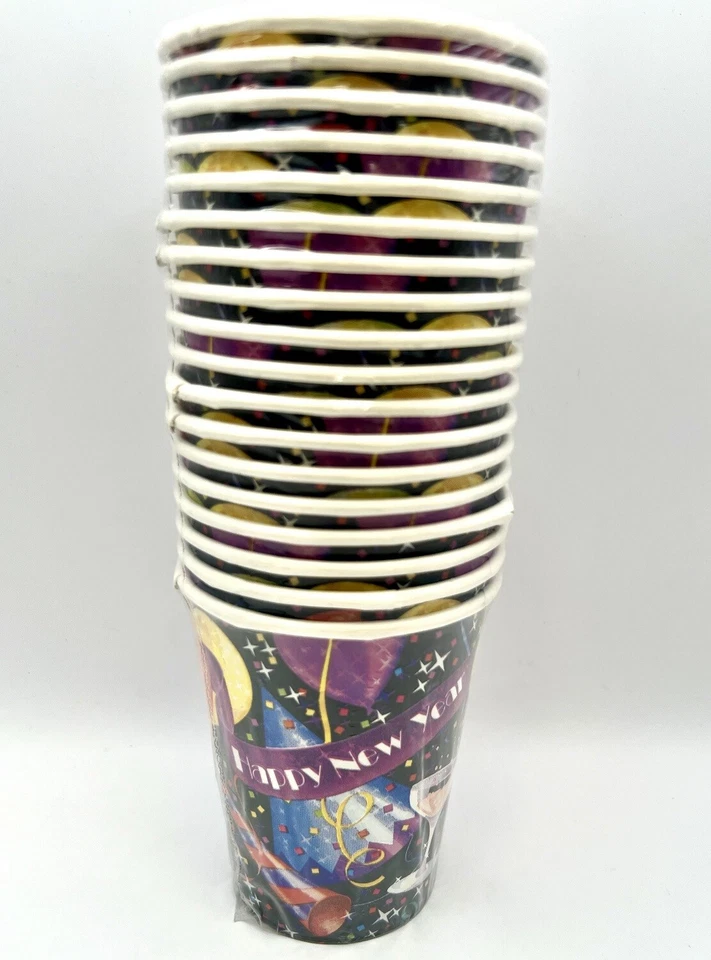 Shimmering New Year Blowouts Streamers Balloons Holiday Party 9 oz. Paper Cups - Image 1 of 1