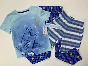 Cat & Jack Shark Pizza print 3 piece Pajama Set~Top/Pants/Shorts~Sz L 12/14~NWT - Picture 1 of 4
