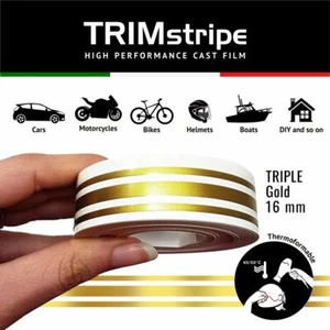 UNIVERSAL AUTOMOTIVE MOTORCYCLE 16mm 3 stripe TRIM TAPE PINSTRIPE ADHESIVE VINYL - Bild 1 von 8