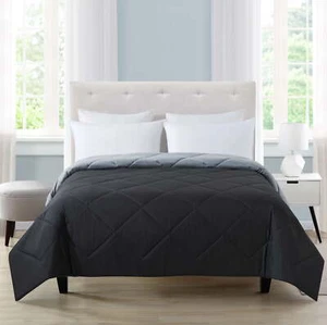 Mainstays Reversible Microfiber Comforter, Black, Full/Queen,Soft and durable - Picture 1 of 7