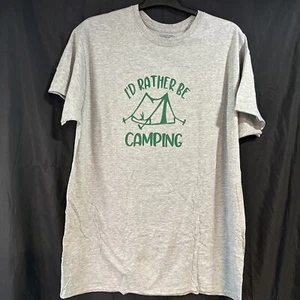 I’d Rather Be Camping Gray Short Sleeve Adult XL Graphic Funny T Shirt Outdoors - Picture 1 of 4