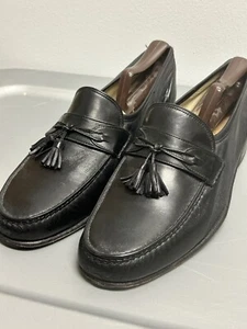 Johnston & Murphy Tassel Loafer Dress Shoes Men's Size 10M Black Leather - Picture 1 of 6